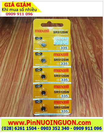 COMBO 01vỉ 5viên Pin đồng hồ 1.55v Silver Oxide Maxell SR512SW _Pin 335 (Xuất xứ NHẬT)